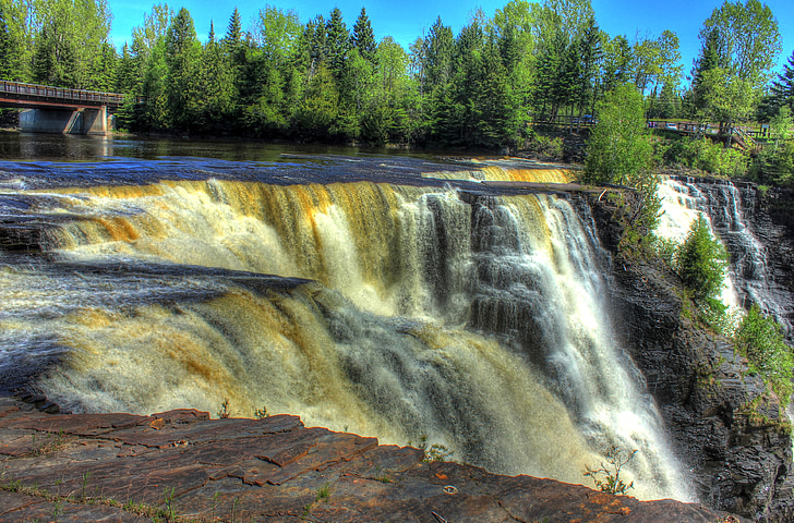 vattenfall, Kanada, Ontario, kakabeka falls, natursköna, landskap, vatten