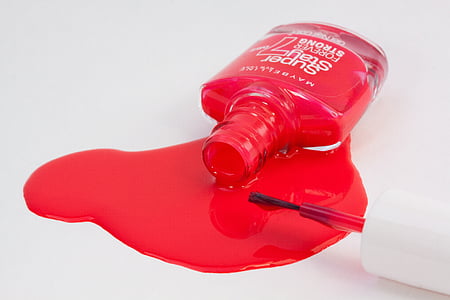 nail varnish, red, paint, fell down, phased out, overturned, brush
