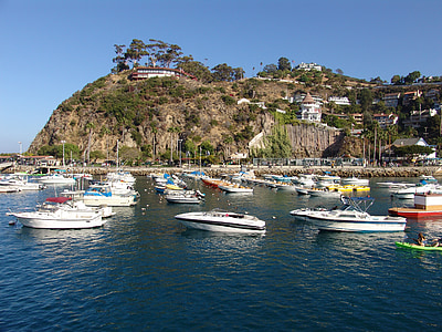 Catalina, eiland, Californië, Avalon, boten, zee, nautische vaartuig
