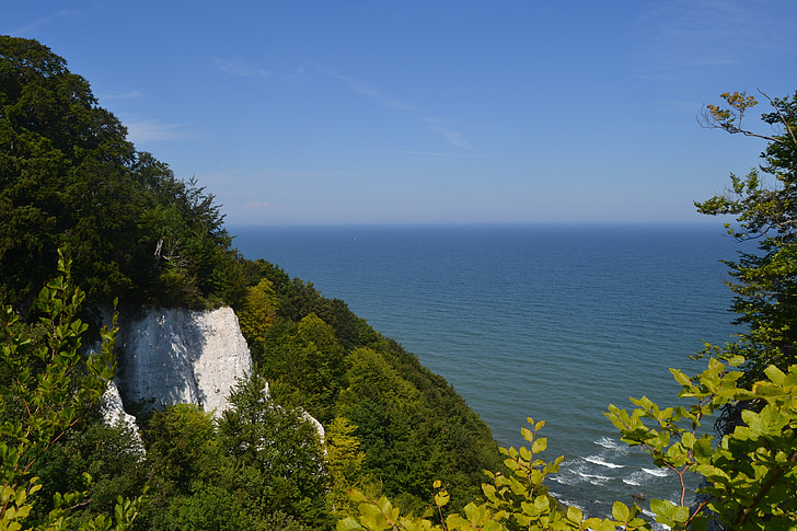 white cliffs, rügen, rügen island, forest, sea, baltic sea, water