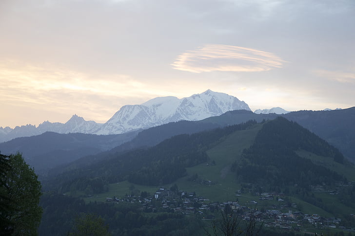 break of dawn, mountain, sky, mont blanc