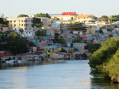 Turismo, Isla del Caribe, romano, Yachts, club de yates, arquitectura en el río, ciudad