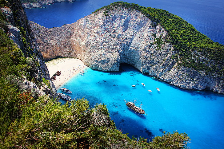 zakynthos, greece, shipwreck, ship, sea, island, holiday