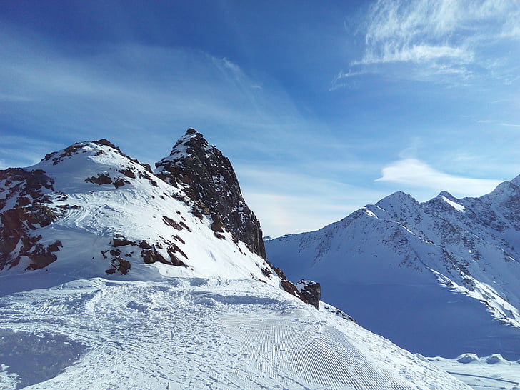 Pitztal, montanhas, neve, Inverno, Áustria, invernal, Nevado