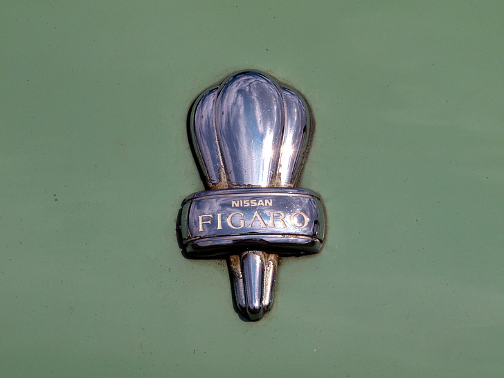 Nissan, Figaro, ornament, logo, stary, konstrukcja, Etykieta
