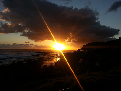 posta de sol, Sud-àfrica, Tsitsikamma national park, Àfrica, riba, platja, Costa