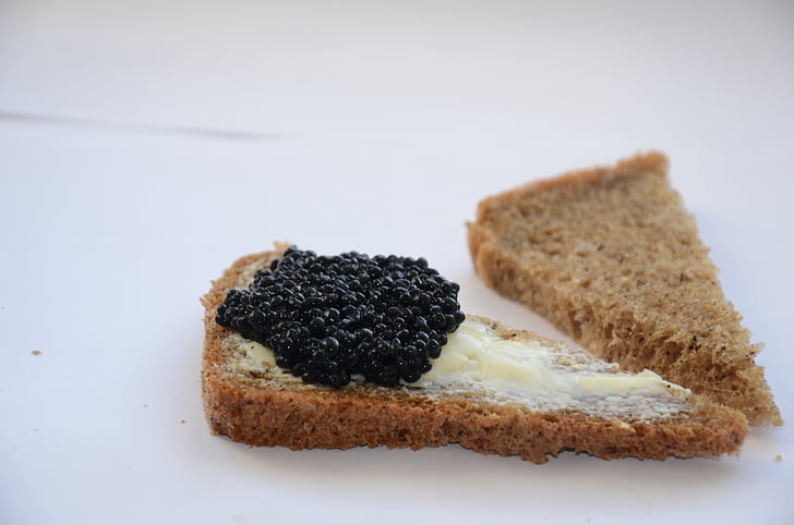 ein sandwich, Kaviar, Frühstück, Essen, Ernährung, Öl, Brot