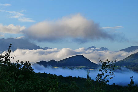 magla, more oblaka, krajolik, priroda, planine, jutro, Alpe