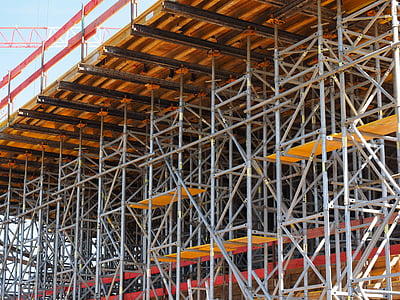 site, construction work, support, strive, scaffold, house construction, scaffolding