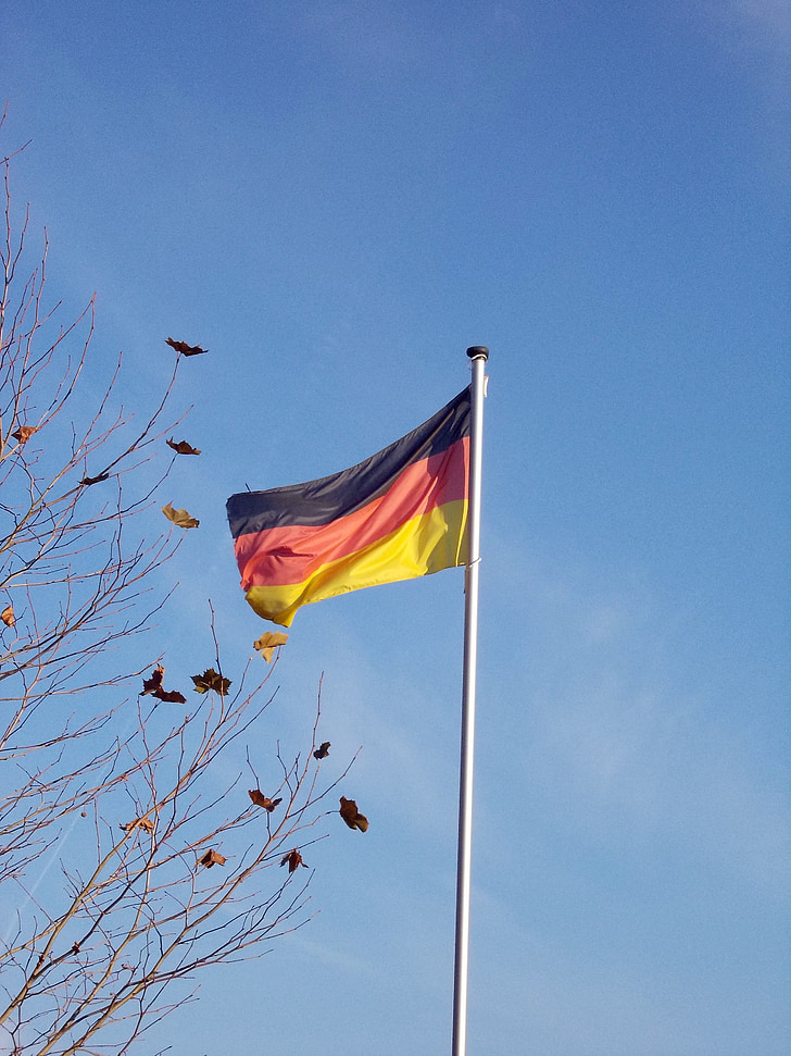 флаг, пилона, Германия флаг, небе, синьо