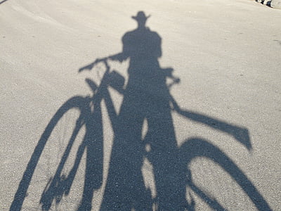 тінь, тіней, людини, людина, світло, ковбой, велосипед