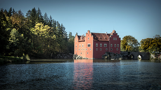 城堡, 纪念碑, 湖, 水, červená lhota, 捷克共和国, 历史