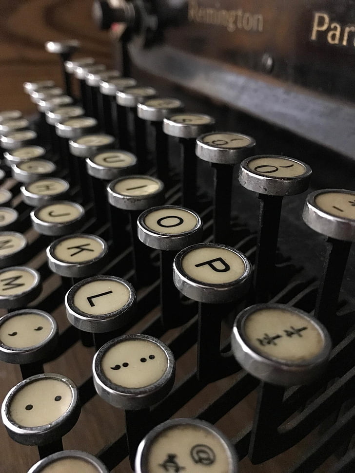 màquina d'escriure, anyada, Remington, antiquat, vell, d'estil retro, mobles