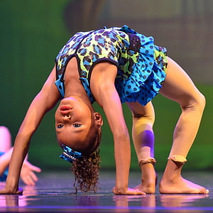 backbend, acrobat, girl, flexible, perform, stage, costume