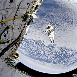 простір, астронавт, небо, костюм, НАСА, хмари, Космічна прогулянка