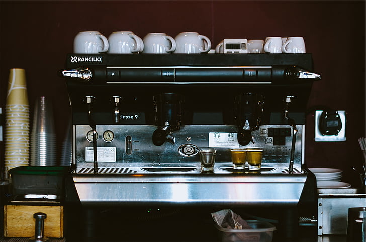 fehér, kerámia, csésze, eszpresszó, gép, Espresso gép, kávé