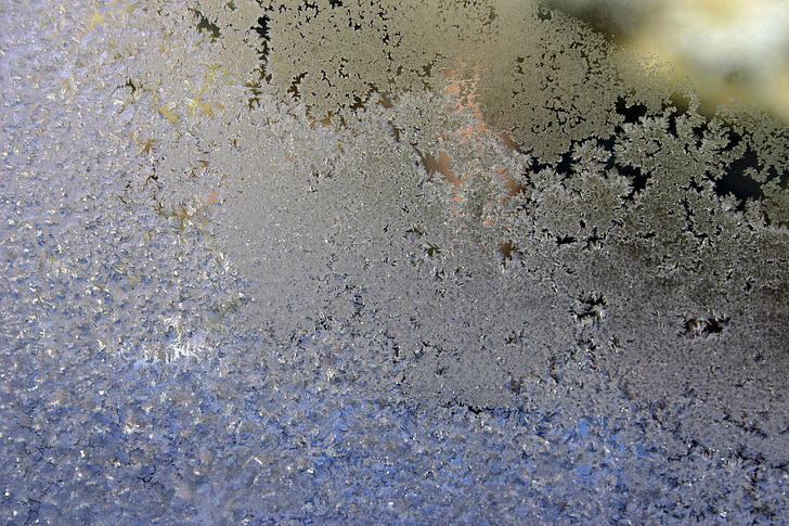 Frost, fönster, abstrakt, bakgrund, konsistens, blå, ljusa