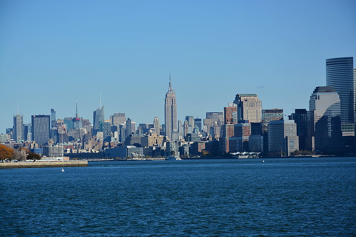 New york, Weergaven, wolkenkrabber, skyline, gebouwen, stad, stedelijke