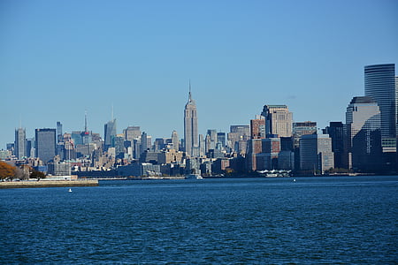 纽约, 视图, 摩天大楼, 天际线, 建筑, 城市, 城市