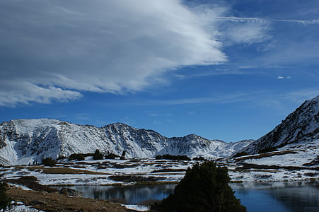 Colorado, biru, putih, awan, Gunung, alam, salju