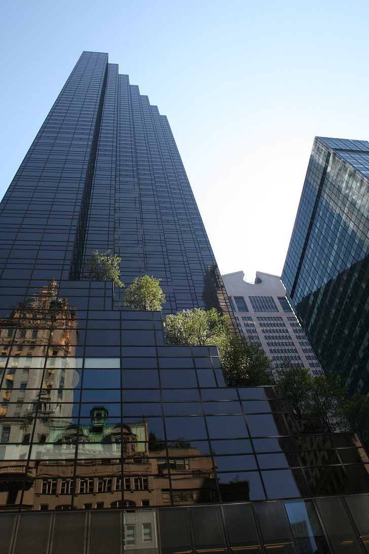 new york, building, reflection
