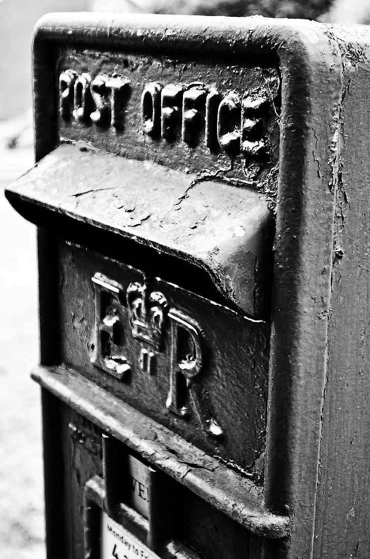 postkasse, gamle, sort, hvid, Charles university, England, baggrund