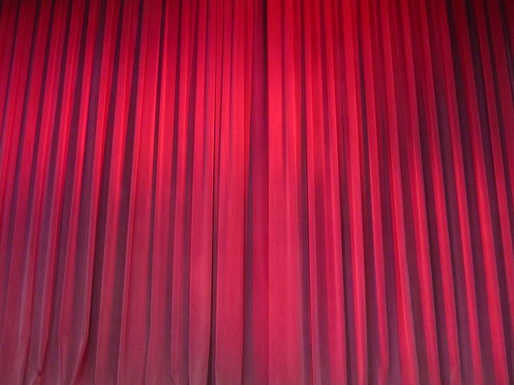 червен, завеси, перде, театър, кадифе, плат, театър