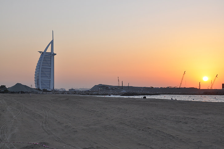 Burj Al Arab, Dubai, Twilight, Verenigde Arabische Emiraten, Verenigde Arabische Emiraten, zonsondergang, zonsopgang