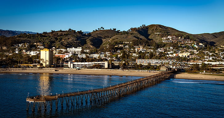 Oxnard, Kalifornia, morze, Ocean, molo, HDR, panoramy