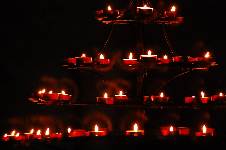 sviečky, kostol, sviečka, Modlitba, pamäť, tma, svetlo