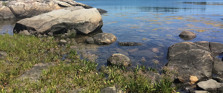 pedras, praia, Maine, oceano, natureza