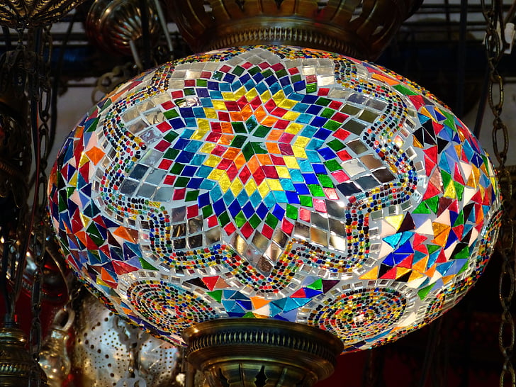 lamp, light, lighting, ceiling lamp, colorful, turkey, bazaar