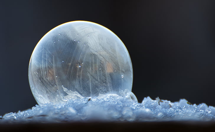 ziepju burbulis, ledus, seifenblase, saldēti, saldētas burbulis, burbulis, ziemas, auksti