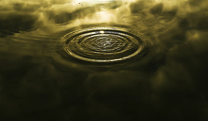 agua, de la gota, enfoque, Fotografía, Splash, puesta de sol, reflexión