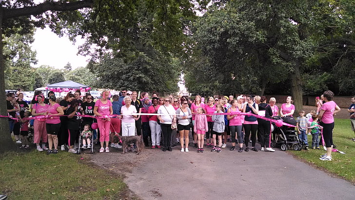 group, women, running, pink, absurd, happy, female