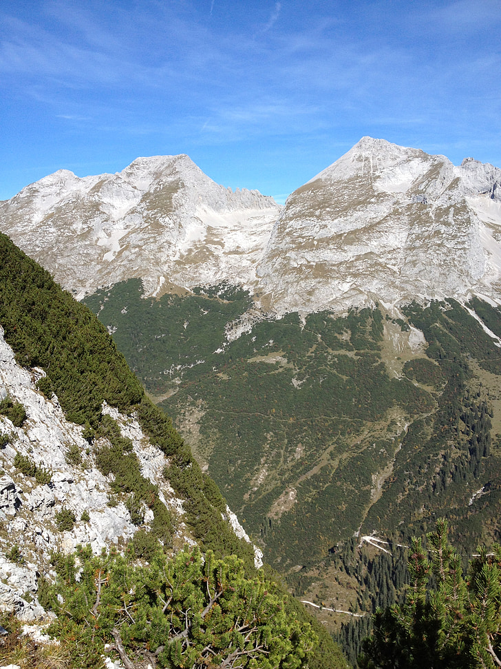 mountains, hiking, karwendel, trail, idyll, panorama, alpine