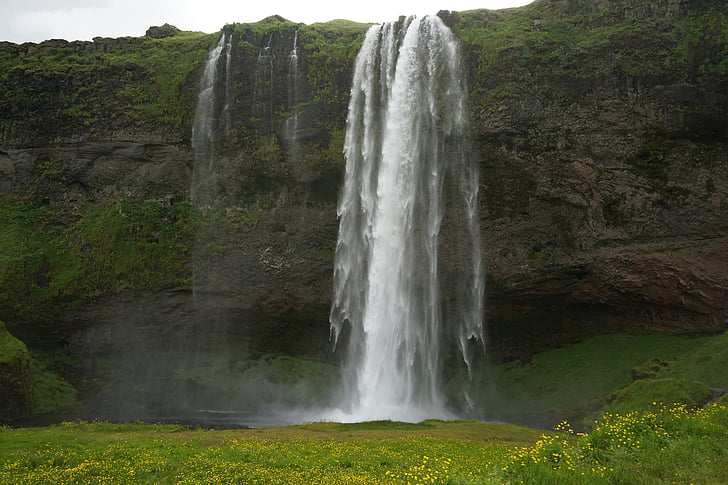 Seljalandsfoss, waterval, IJsland, landschap, kracht, natuur, water
