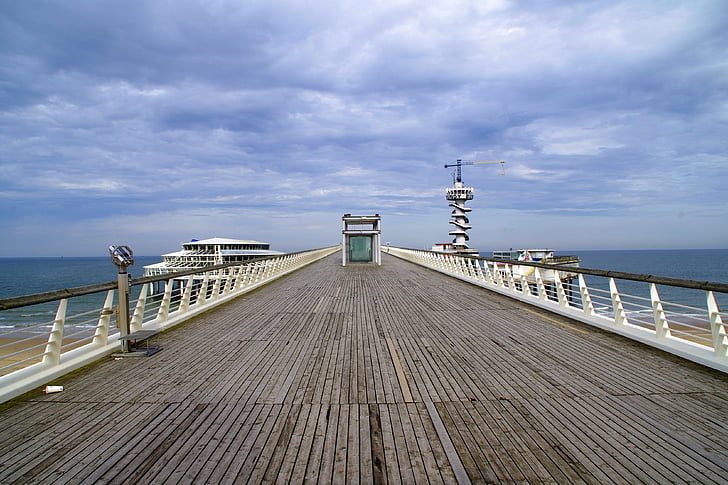 scheveningen, bridge, sea, beach, sky, wood - Material, pier