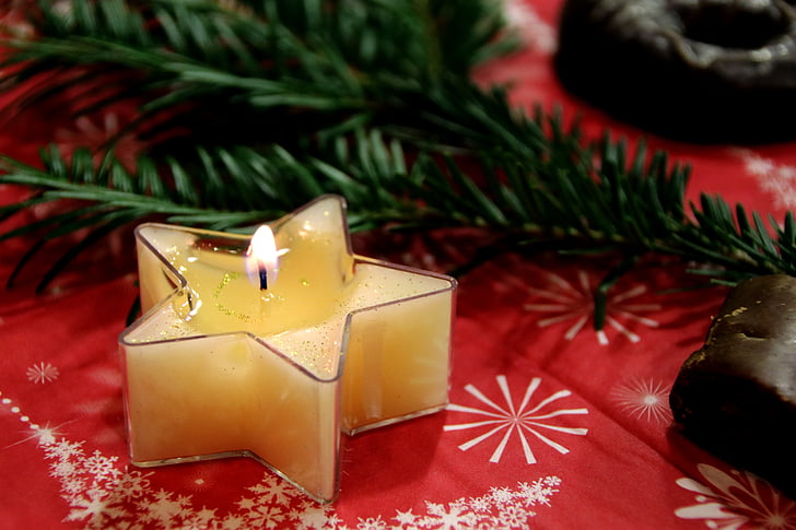 žvakė, žvaigždė, Kalėdos, kalėdinis papuošimas, apdaila, Advento, Kalėdų laikas