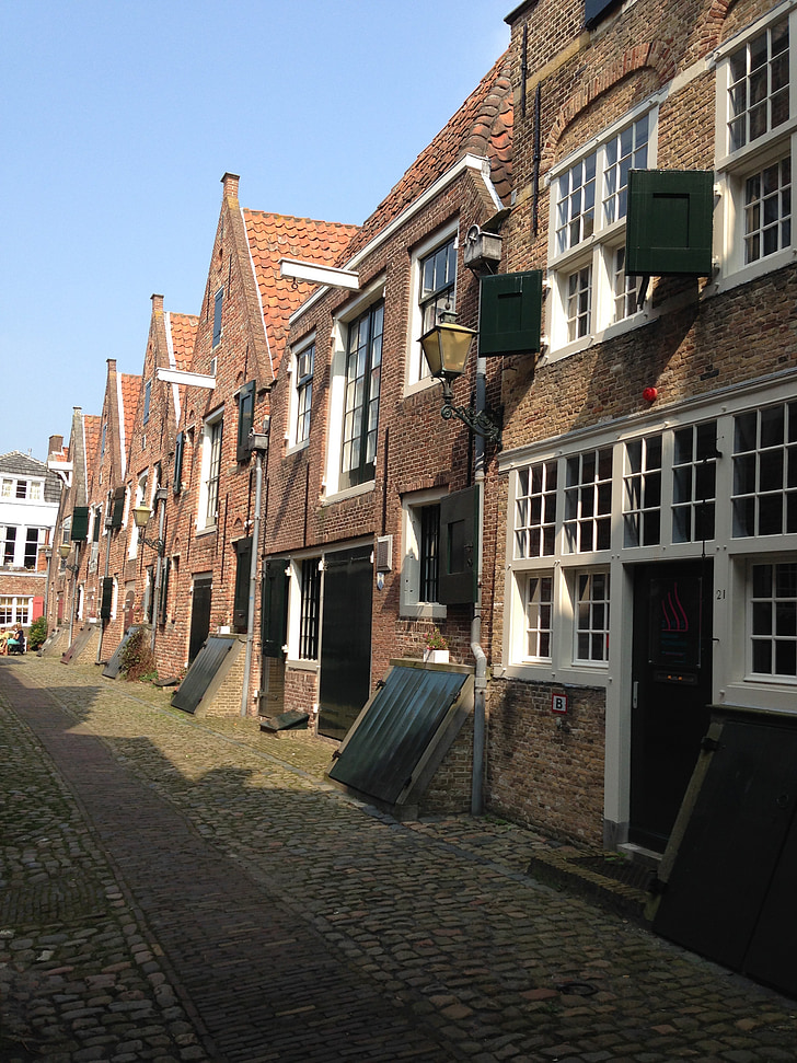 Middelburg, Holandsko, Zéland, Ulica, dom, domy, staré