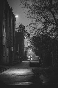ulica, avto, BW, bandw, mesto, Vintage, noč