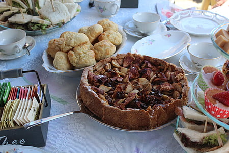koláčky, Jablečný závin, odpolední čaj, jídlo, jídlo, gurmán, deska