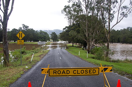 üleujutus, vee, jõgi, Road, suletud, blokeeritud, oht