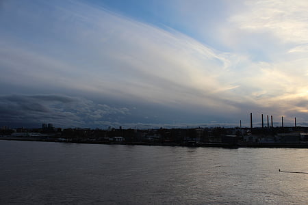 Rhinen, højvande, Sachsen, floden, Sky, skyer, atmosfærisk