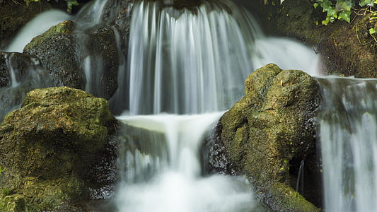 landscape, beautiful, water flow, falls, mountain, creek, waterfall