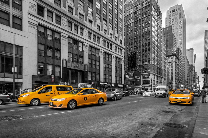 New york, cab, førerhuse, Taxi, Urban, City, Street