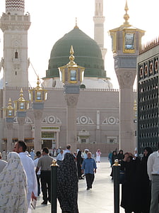 Mosquée, islamique, ville du Prophète, musulmans, Dôme vert, prier, architecture