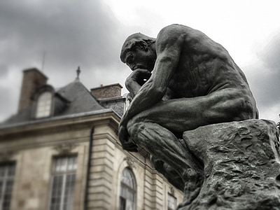 mąstytojas, Rodin, Paryžius, skulptūra, muziejus, bronzos, Prancūzija