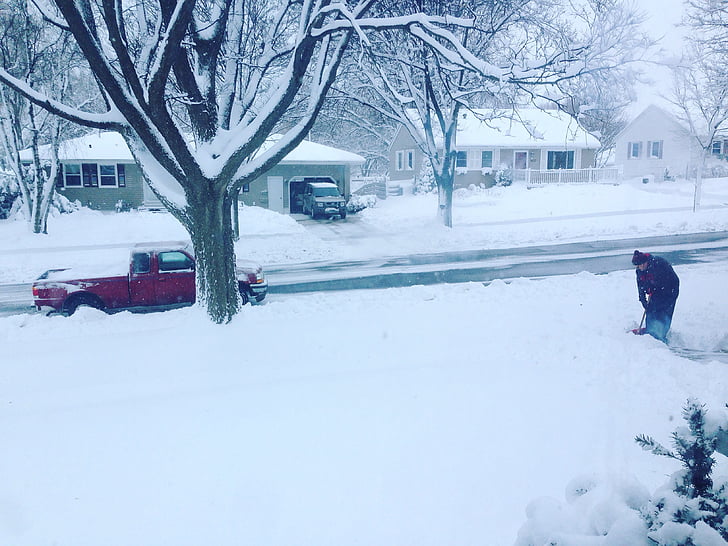 winter, snow, snowy neighborhood, snowfall, december