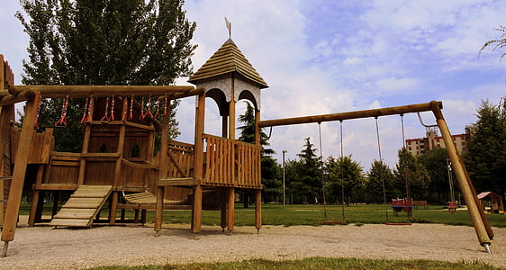 playground, rock climbing, swing, game, park, fun, wood